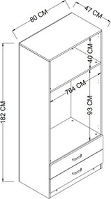 Διφυλλη Ντουλαπα Πευκο Atlantic YAMON 1600 47x80x182