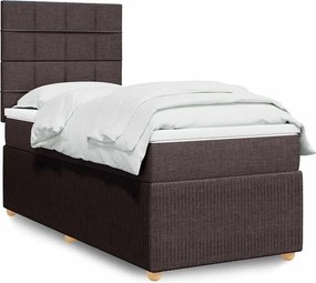 vidaXL Κρεβάτι Boxspring με Στρώμα Σκούρο Καφέ 100x200 εκ. Υφασμάτινο