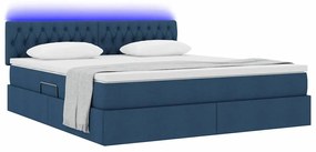 vidaXL LED Κρεβάτι αποθήκευσης με στρώμα Μπλε 180 x 200 cm Ύφασμα
