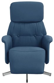 vidaXL Πολυθρόνα Ανακλινόμενη με Υποπόδιο Μπλε Υφασμάτινη