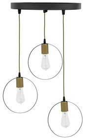 3-light ceiling light Kasper E27 black-gold D30x79cm 30x30x79 εκ.