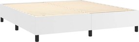 vidaXL Κρεβάτι Boxspring με Στρώμα Λευκό 160x200εκ.από Συνθετικό Δέρμα