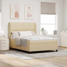 vidaXL Κρεβάτι με Στρώμα Κρεμ 140x190 cm Υφάσματος