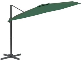 Ομπρέλα Κρεμαστή Πράσινη 400 x 300 εκ. με Αλουμινένιο Ιστό - Πράσινο