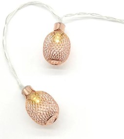 LED λαμπάκια σε σειρά Metal pineapple-Xalkino-Σταθερό (10) τεμάχια