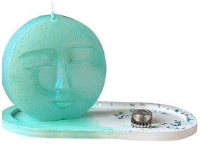 Κερί Σόγιας Σε Βάση Glamour (Σετ 2Τμχ) 447FLD1138 10x10x3/18x9x2cm Blue-White Aberto Design Τσιμέντο