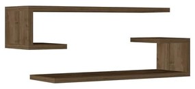 Eldo wall shelf set of 2 melamine in walnut shade 60x19.6x15cm 60x19.6x15 εκ.