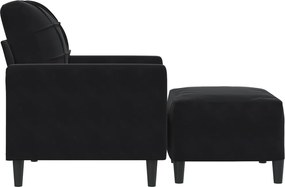 vidaXL Πολυθρόνα Μαύρη 60 εκ. Βελούδινη με Υποπόδιο