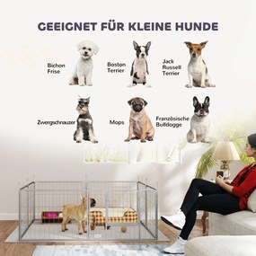 PawHut Περίφραγμα κατοικίδιων, φράχτης σκύλου, παιδική χαρά κατοικίδιων, ευέλικτα προσαρμόσιμο, ανοξείδωτος χάλυβας