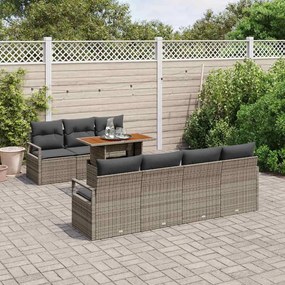 vidaXL Σετ Καναπέ Κήπου με αποθήκευση 8 pcs Γκρι Πολυ ράταν
