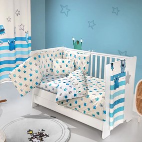 Σεντόνια Βρεφικά Monsters (Σετ 3τμχ) Blue Saint Clair Κούνιας 115x170cm 100% Cotton