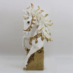Διακοσμητικό Άλογο 752-11630 17x10x36cm White-Gold Estheti Home Πολυρεσίνη
