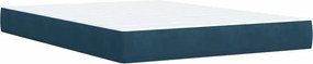 vidaXL Κρεβάτι Boxspring με Στρώμα Μπλε 160x200 εκ. Βελούδινο