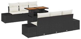 vidaXL Σέτ φαγητού για κήπο 7 pcs Μαύρο, Κρέμα 100 x 55 x 73 εκ