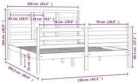 Πλαίσιο Κρεβατιού Λευκό 160 x 200 εκ. από Μασίφ Ξύλο - Λευκό