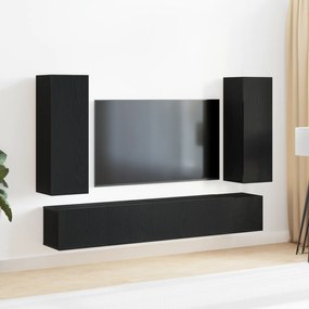 vidaXL Σετ Επιτοίχιας Ντουλάπας Τηλεόρασης 5 Τεμαχίων σε Μαύρη Δρυ