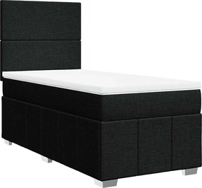 vidaXL Κρεβάτι Boxspring με Στρώμα Μαύρο 80 x 200 εκ. Υφασμάτινο