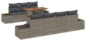 vidaXL Σετ Καναπέ Κήπου με αποθήκευση 8 pcs Γκρι Πολυ ράταν