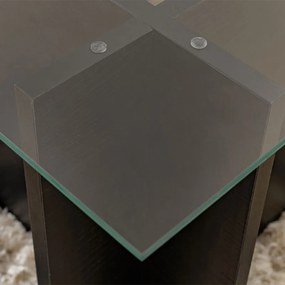 Τραπεζάκι σαλονιού Vetrino Megapap γυάλινο χρώμα μαύρο 105x65x40εκ.