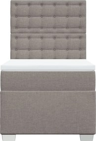 vidaXL Κρεβάτι Boxspring με Στρώμα Taupe 90x200 εκ. Υφασμάτινο