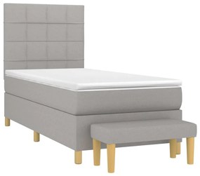 Κρεβάτι Boxspring με Στρώμα Ανοιχτό Γκρι 80x200 εκ. Υφασμάτινο - Γκρι