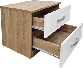 Κομοδίνο Athos pakoworld σε sonoma-λευκή απόχρωση 48x40x41.5εκ