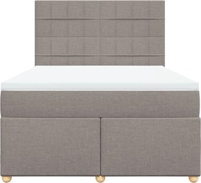 vidaXL Κρεβάτι Boxspring με Στρώμα Taupe 140x200 εκ. Υφασμάτινο