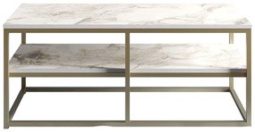 Τραπέζι Σαλονιού Forteaus 541HDL1234 110,4x52x47cm Marble Effect White-Gold