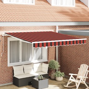 vidaXL Manual Retractable Awning Κόκκινη και Καφετιά 300x250 cm