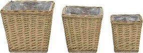 vidaXL Γλάστρες Υπερυψωμένες 3 τεμ. Wicker με Επένδυση Πολυαιθυλενίου
