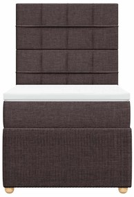 vidaXL Κρεβάτι Boxspring με Στρώμα Σκούρο Καφέ 90x200 εκ. Υφασμάτινο