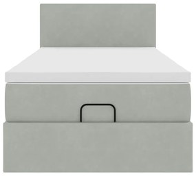 Οθωμανικό κρεβάτι με στρώμα&amp;LEDs Ανοιχτό γκρι 90x190cm Βελούδο 3312518