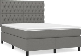 vidaXL Κρεβάτι Boxspring με Στρώμα Σκούρο Γκρι 140x200 εκ Υφασμάτινο