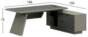 ΓΡΑΦΕΙΟ ΕΠΑΓΓΕΛΜΑΤΙΚΟ LUX SERIES 196Χ150Χ75Υ εκ. ΑΝΑΣΤΡΕΨΙΜΗ ΓΩΝΙΑ ΣΤΑΧΤΙ ΜΟΚΑ HM2115
