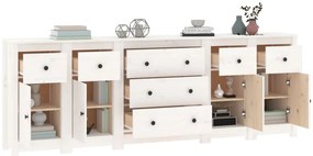 vidaXL Ντουλάπι Λευκό 230 x 35 x 80 εκ. από Μασίφ Ξύλο Πεύκου