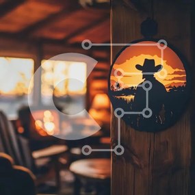 Intra Συλλεκτικό Ξύλινο Παζλ Plywood 4mm - Άνετο εσωτερικό καμπίνας με σιλουέτα καουμπόη Σε Ξύλινο Κουτί - Διαστάσεις Puzzle: 10x10 cm – 25 κομμάτια