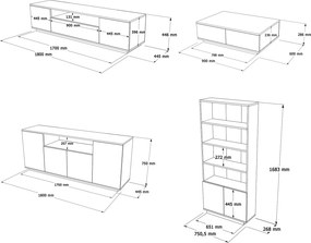 Σύνθετο Σαλονιού Atlantic Πεύκο / Λευκό DROFLA 180x44.5x44.6