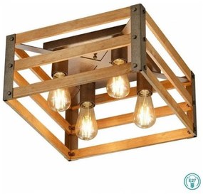 Πλαφονιέρα Φωτιστικό Οροφής Ξύλο Khan 605500467 Trio Lighting 605500467 Καφέ