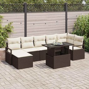 vidaXL Σετ Καναπέ Κήπου με μαξιλάρι 8 pcs Καφέ και κρεμ
