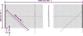 vidaXL Συρματόπλεγμα Περίφραξης Ανθρακί 2 x 10 μ. από Γαλβαν. Ατσάλι