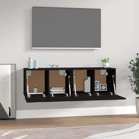vidaXL Ντουλάπια Τοίχου 2 Τεμ. Μαύρα 60x36,5x35 εκ. Επεξεργασμένο Ξύλο