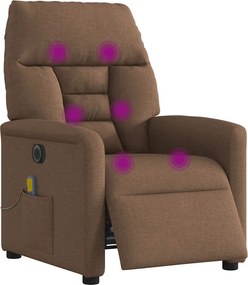 vidaXL Πολυθρόνα Μασάζ Ηλεκτρική Ανακλινόμενη Καφέ Υφασμάτινη