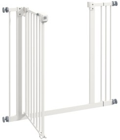 Dog Door Gate Barrier Pet Gate Metal Plastic 74-87cm Λευκό