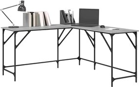 vidaXL Γραφείο Γκρι Sonoma 149x149x75 εκ. από Επεξεργασμένο Ξύλο