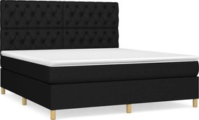 vidaXL Κρεβάτι Boxspring με Στρώμα Μαύρο 160x200 εκ. Υφασμάτινο
