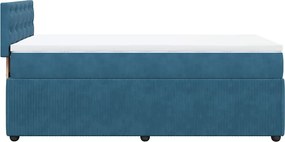 vidaXL Κρεβάτι Boxspring με Στρώμα Μπλε 90x200 εκ. Βελούδινο