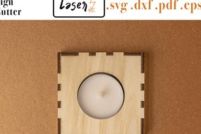 Σετ των 2 Intra απο ξύλο plywood 3mm-4mm πάχος Φάκελος κουτιού κεριού για κόφτη λέιζερ Δίασταση 15x15 cm INTRAFABR-54939615