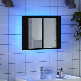 vidaXL Καθρέφτης Μπάνιου με Ντουλάπι LED Μαύρος 60x12x45 εκ. Ακρυλικός