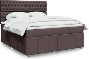 vidaXL Κρεβάτι Boxspring με Στρώμα Σκούρο Καφέ 180x200 εκ Υφασμάτινο