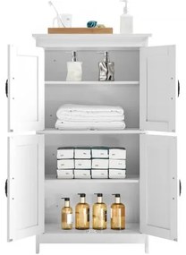 VEVOR Wooden Bathroom Floor Cabinet Storage Organizer Adjustable Shelf White